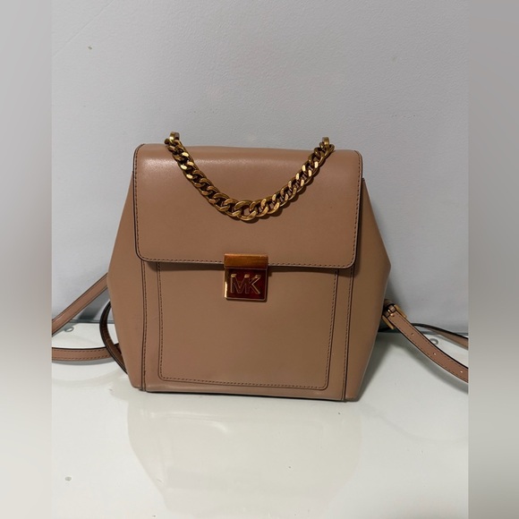 Michael Kors Handbags - Michael Kors Brown Backpack with Gold Chain